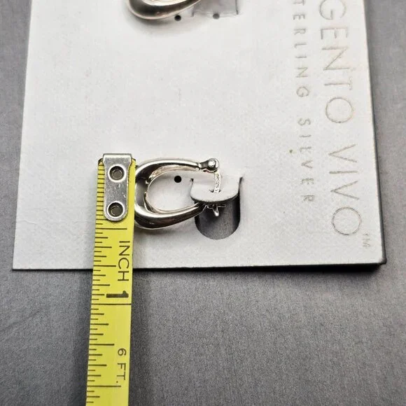 Argento Vivo Sterling Silver Puffy Hoop Earrings .75" Tapered Snap Back Closure - Picture 5 of 6